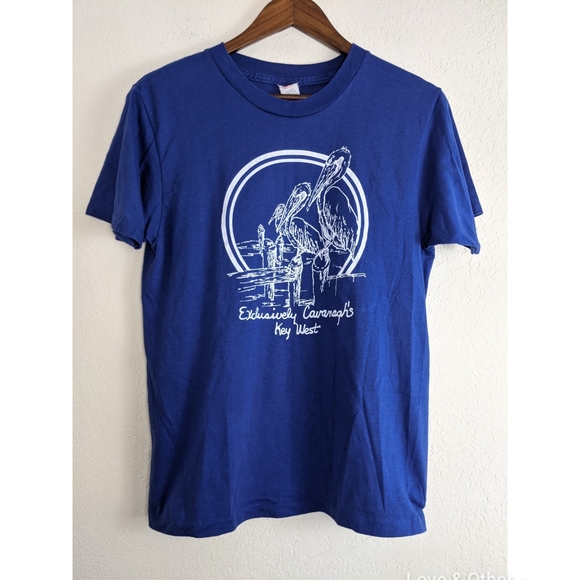 Vintage Tops - VINTAGE 80s Key West Colbat Blue Tee Shirt